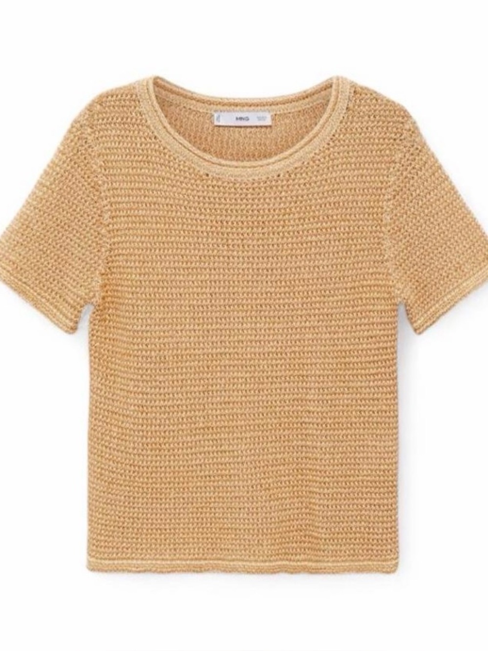 Mango Short-Sleeved Chunky-Knit Top